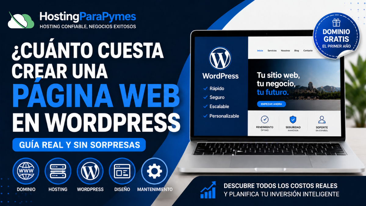 Cuánto cuesta crear una página web en WordPress en 2026 con dominio, hosting y diseño incluido