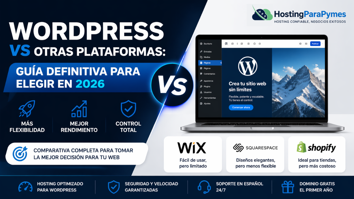 Comparación entre WordPress, Wix y Shopify para crear una página web